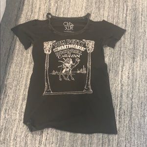 Chaser grey band tshirt open shoulders gently worn